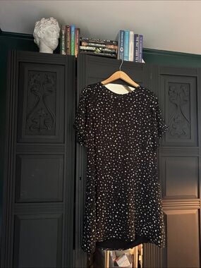 cloth & stone Black Mini Dress with White Dot Print by Anthropologie